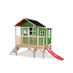 Maisonnette en bois sur pilotis toboggan et extension jardin  - vertbaudet enfant