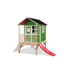 Maisonnette en bois sur pilotis avec toboggan et échelle  - vertbaudet enfant