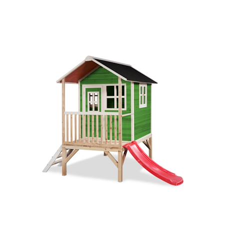 Maisonnette en bois sur pilotis avec toboggan et échelle Vert 1 - vertbaudet enfant 
