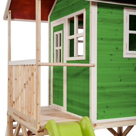 Maisonnette en bois sur pilotis avec bac à sable et toboggan Vert 4 - vertbaudet enfant 