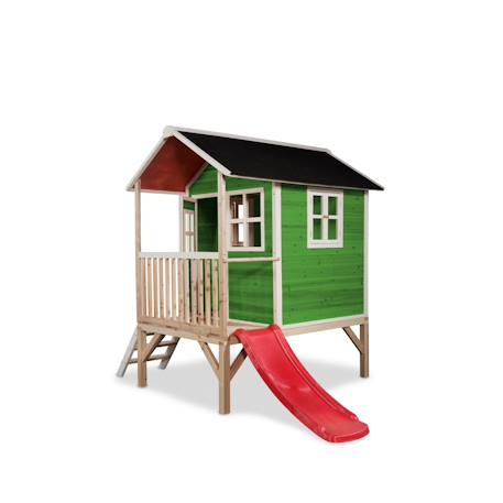 Maisonnette en bois sur pilotis avec toboggan et échelle Vert 3 - vertbaudet enfant 