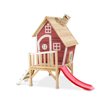 Maisonnette en bois sur pilotis avec toboggan pour jardin Rouge 1 - vertbaudet enfant 