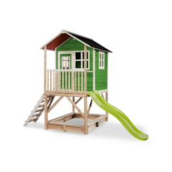 Maisonnette en bois sur pilotis avec bac à sable et toboggan  - vertbaudet enfant