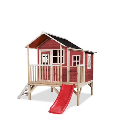 Maisonnette en bois sur pilotis toboggan et extension jardin Rouge 5 - vertbaudet enfant 