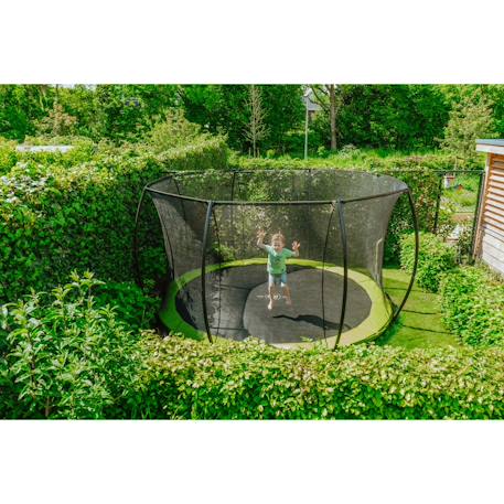 Trampoline enterré rond ø366cm avec filet de sécurité Noir+Rose+Vert 18 - vertbaudet enfant 