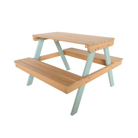 Table de pique-nique en bois d'acacia pour enfant, salon de jardin enfant 2 places, couleur teck clair Vert de gris 2 - vertbaudet enfant 