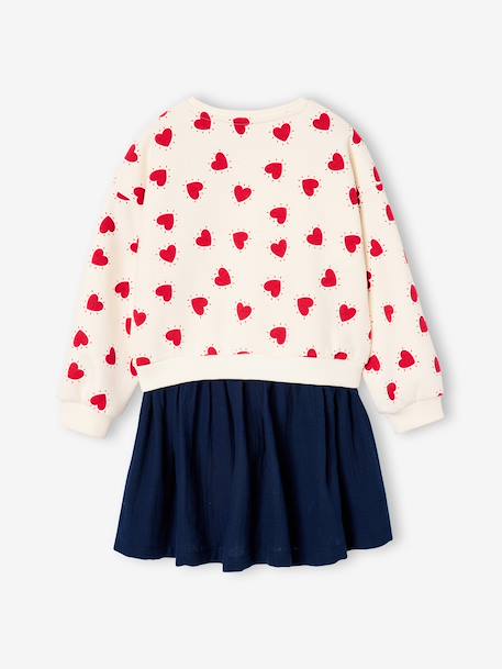 Robe fille 2 en 1 molleton et gaze de coton anthracite+marine+rouge 14 - vertbaudet enfant 