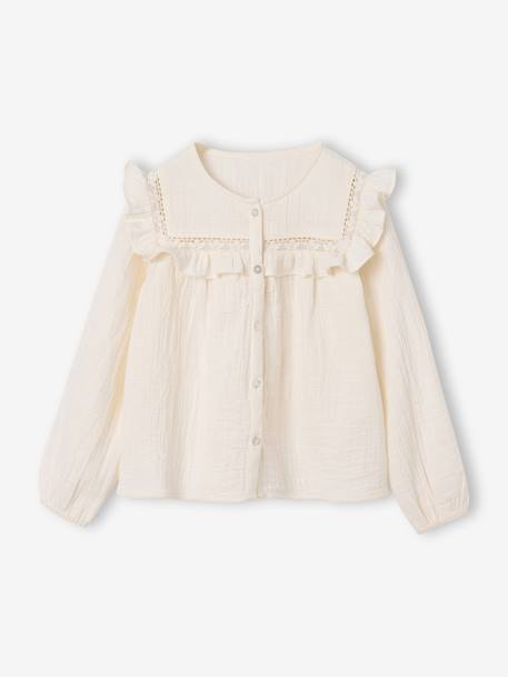 Chemise manches longues fille vanille 1 - vertbaudet enfant 