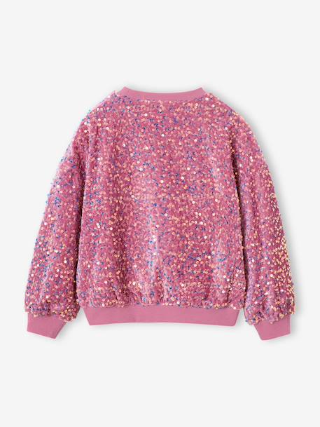 Sweat fille à sequins mauve+turquoise 2 - vertbaudet enfant 