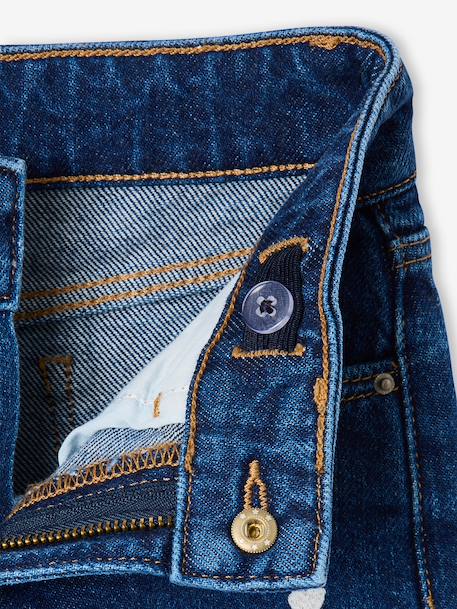 Jean large fille brodé bleu foncé+bleu jean+bleu moyen+denim bleached 3 - vertbaudet enfant 