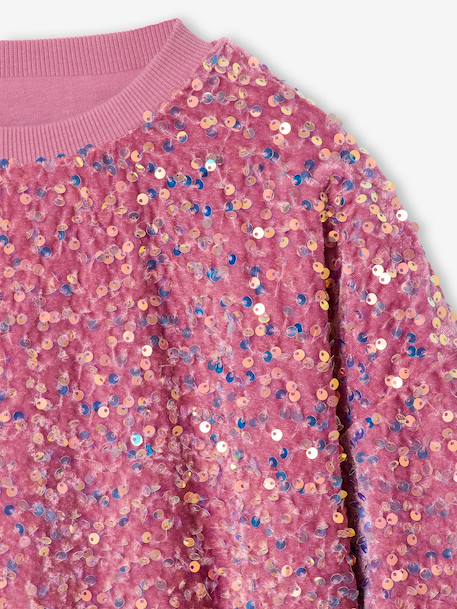 Sweat fille à sequins mauve+turquoise 3 - vertbaudet enfant 
