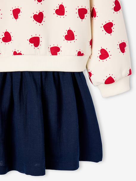 Robe fille 2 en 1 molleton et gaze de coton anthracite+marine+rouge 15 - vertbaudet enfant 