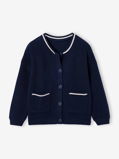 Gilet fille manches longues marine 3 - vertbaudet enfant 