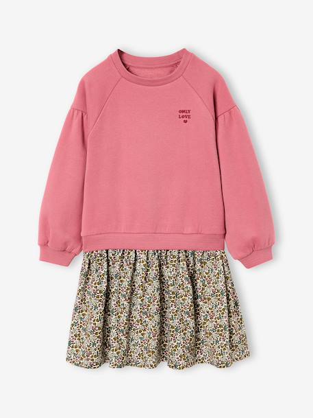 Robe bi-matière fille anthracite+écru+mauve+vert sauge 9 - vertbaudet enfant 