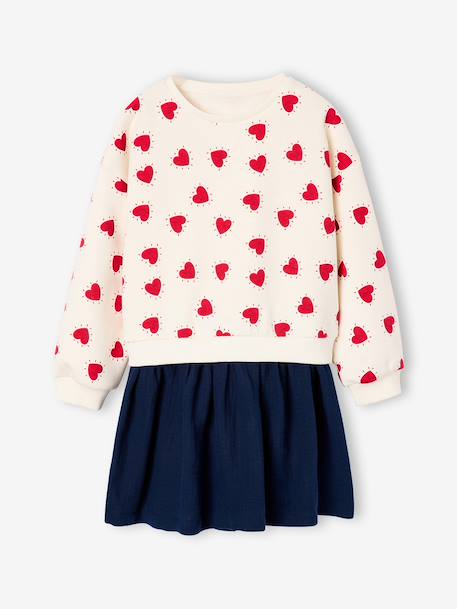 Robe fille 2 en 1 molleton et gaze de coton anthracite+marine+rouge 13 - vertbaudet enfant 