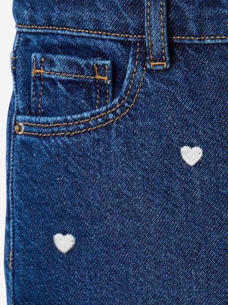 Jean large fille brodé bleu foncé+bleu jean+bleu moyen+denim bleached 4 - vertbaudet enfant 