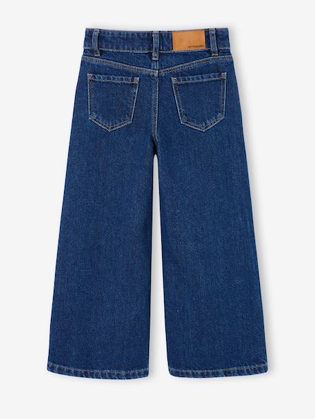 Jean large fille brodé bleu foncé+bleu jean+bleu moyen+denim bleached 2 - vertbaudet enfant 