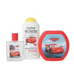 Puériculture-Coffret Cars enfant avec eau de toilette gel douche 2 en 1 et boite à gouter