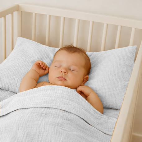 Drap plat en gaze de coton bio blanc Blanc+Fraise+Honey+Rose+Vert+Vichy 5 - vertbaudet enfant 