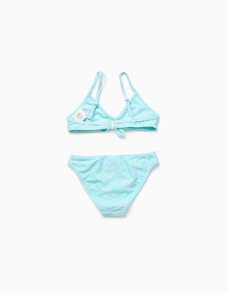 Lot de 2 maillots de bain 2 pièces avec nœud décoratif Bleu clair+Orange sombre 2 - vertbaudet enfant 