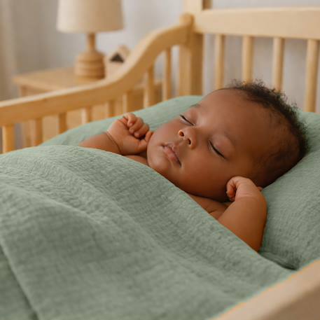 Drap plat en gaze de coton bio blanc Fraise+Honey+Rose+Vert+Vichy 23 - vertbaudet enfant 