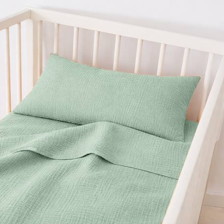 Drap plat en gaze de coton bio blanc Fraise+Honey+Rose+Vert+Vichy 24 - vertbaudet enfant 