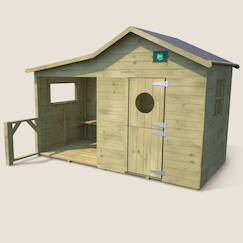 Cabane en bois traité avec préau et banc hacienda  - vertbaudet enfant