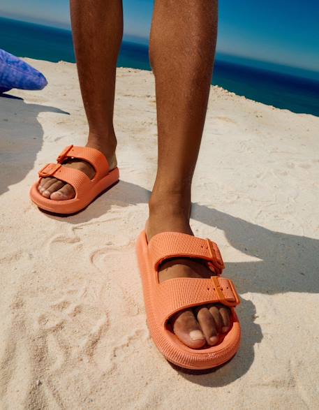 Sandales en caoutchouc avec double boucle Orange sombre+Vert foncé 3 - vertbaudet enfant 