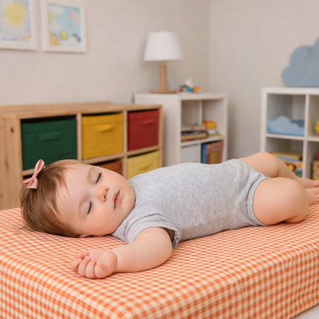 Drap housse en gaze de coton bio fraise Fraise+Honey+Rose+Vert+Vichy 30 - vertbaudet enfant 