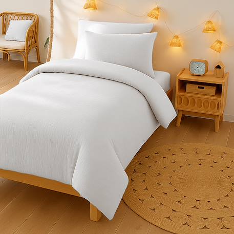 Drap housse en gaze de coton bio fraise Blanc+Fraise+Honey+Vert+Vichy 6 - vertbaudet enfant 
