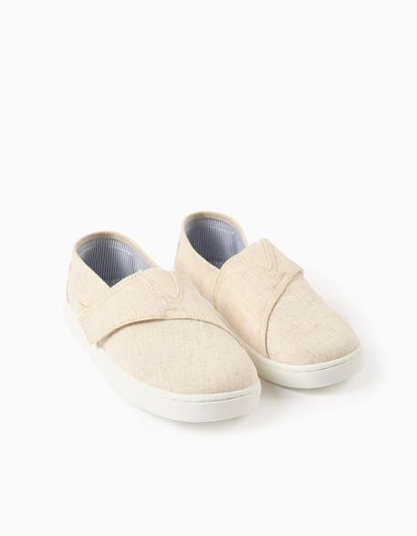 Espadrilles en lin avec fermeture à scratch Beige clair+Bleu foncé 2 - vertbaudet enfant 