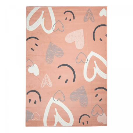 Tapis enfant motif cœurs et smileys design ludique et joyeux Rose 2 - vertbaudet enfant 