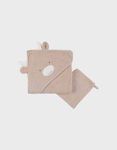 Cape de bain en éponge 75x75 cm Beige+Vert 2 - vertbaudet enfant 