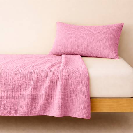Drap plat en gaze de coton bio blanc Fraise+Honey+Rose+Vert+Vichy 15 - vertbaudet enfant 
