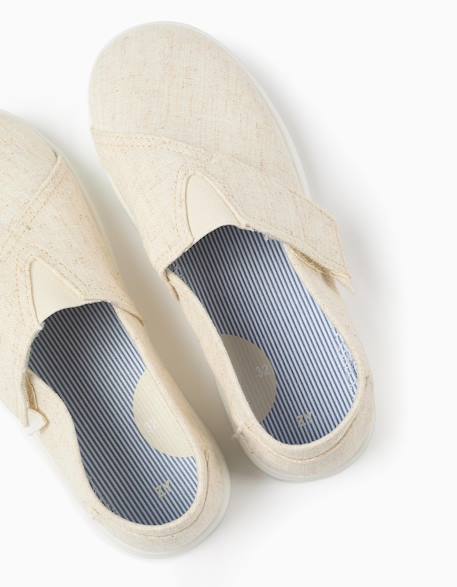Espadrilles en lin avec fermeture à scratch Beige clair+Bleu foncé 3 - vertbaudet enfant 
