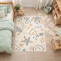 Linge de maison et décoration-Décoration-Tapis-Tapis enfant lyn49 kid motifs ludiques étoiles et cœurs