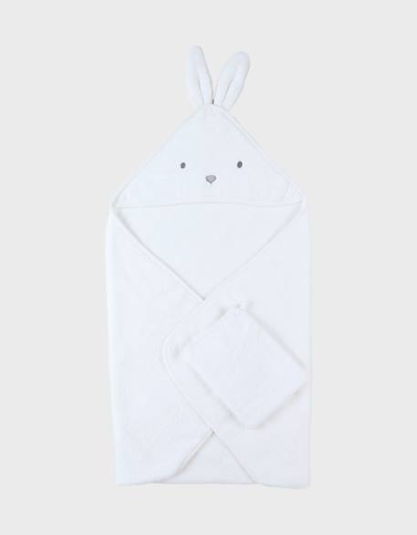 Cape de bain éponge blanc snow+Rose moka 3 - vertbaudet enfant 
