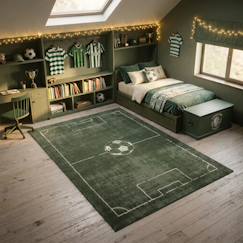 Linge de maison et décoration-Décoration-Tapis-Tapis enfant motif terrain de football ludique et sportif