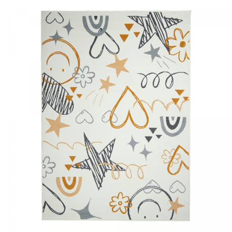 Tapis enfant lyn49 kid motifs ludiques étoiles et cœurs Crème 2 - vertbaudet enfant 