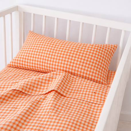 Drap plat en gaze de coton bio blanc Fraise+Honey+Rose+Vert+Vichy 27 - vertbaudet enfant 