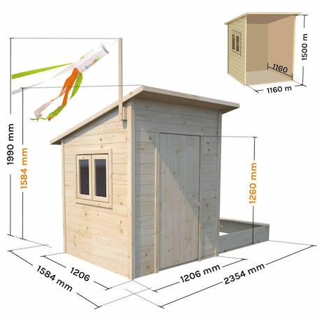 Cabane en bois avec bac à sable intégré palm springs Marron 6 - vertbaudet enfant 