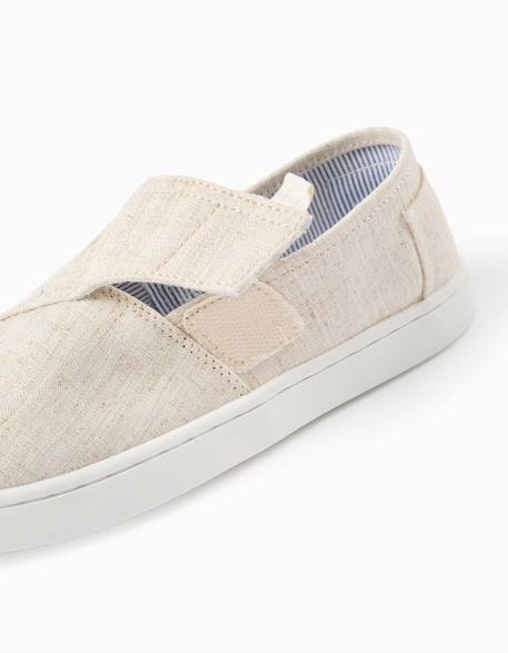Espadrilles en lin avec fermeture à scratch Beige clair+Bleu foncé 4 - vertbaudet enfant 