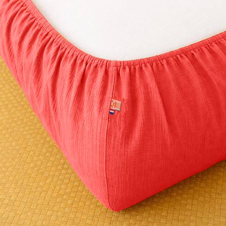 Drap housse en gaze de coton bio fraise Fraise+Honey+Rose+Vert+Vichy 3 - vertbaudet enfant 