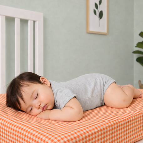 Drap housse en gaze de coton bio fraise Fraise+Honey+Rose+Vert+Vichy 28 - vertbaudet enfant 