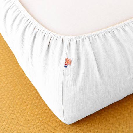 Drap housse en gaze de coton bio fraise Blanc+Fraise+Honey+Vert+Vichy 3 - vertbaudet enfant 