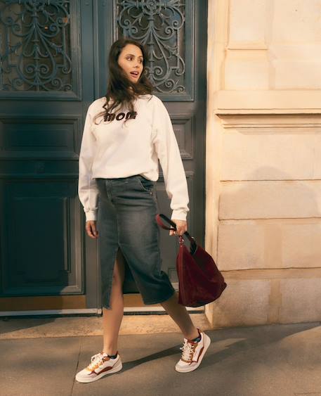 Sweat de grossesse et allaitement mom Ivoire+Prune 1 - vertbaudet enfant 