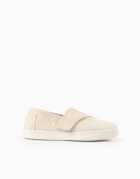 Espadrilles en lin avec fermeture à scratch Beige clair+Bleu foncé 1 - vertbaudet enfant 