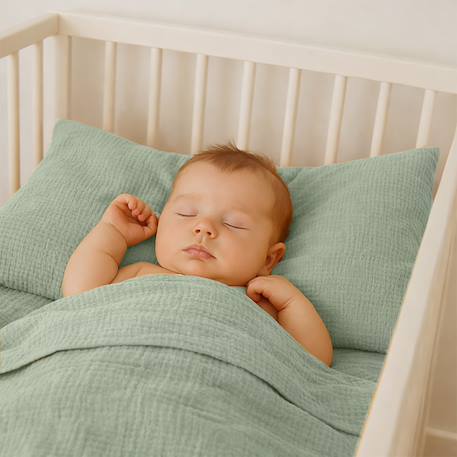 Drap plat en gaze de coton bio blanc Fraise+Honey+Rose+Vert+Vichy 20 - vertbaudet enfant 