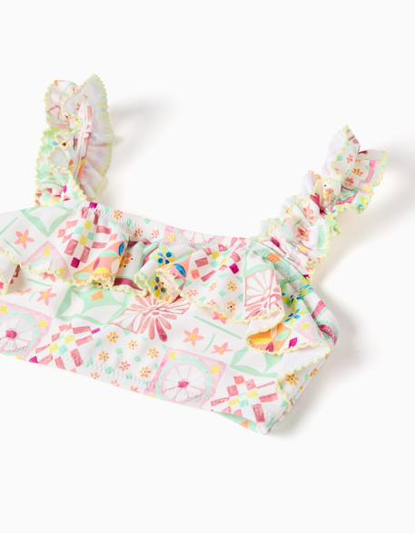 Maillot de bain 2 pièces avec motif mosaïque et volants Blanc 4 - vertbaudet enfant 