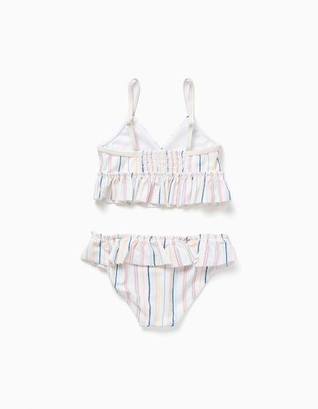 Maillot de bain 2 pièces à rayures ethniques et volants b&s Blanc 3 - vertbaudet enfant 
